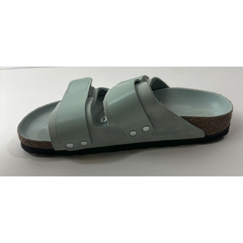 Birkenstock Uji Nubuck Leather Strap Slide Sandals Green Hook Loop Ladies Size 5 - Picture 9 of 16